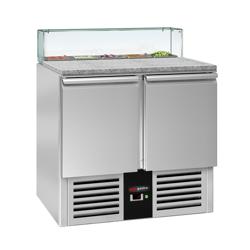 Saladette PREMIUM - 900mm - 2 deuren - met rechte glazen opzetvitrine voor 5x GN 1/6