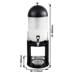 Juice Dispenser - polycarbonate container with lid on stainless-steel base - 7 Litres - Black