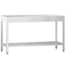 Mesa de trabalho PREMIUM - em Aço Inoxidável  - 1,4 m - com estrutura e prateleira de base