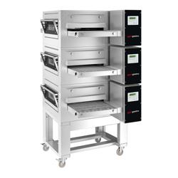 (3 bucăți) Cuptor electric cu bandă rulantă - 2000x2000mm - Digital - Lățime de bandă: 650mm - incl. cadru de bază