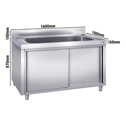 Pot sink unit - 1600x700mm - with 1 basin
