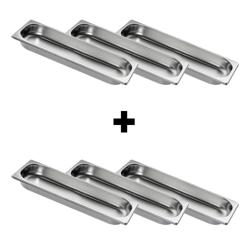  (6 pezzi) Contenitore GN in acciaio inox 2/4 - Altezza: 40 mm