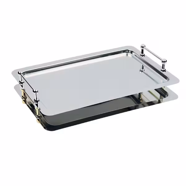 (6 pieces) Stainless Steel Gastronorm GN 1/1 Tray with Handles – 65 mm External Height - 40 mm Usable Height