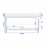 Tavolo armadiato in acciaio inox ECO - 1800x600 mm - con anta scorrevole e alzatina