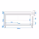 Edelstahl Arbeitsschrank PREMIUM - 1800x600mm - mit Schiebetür & Aufkantung