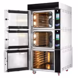 Commercial Bakery Convection Oven with Steamer - with Proofer – 5× EN 600×400 – 300°C – Touchscreen - Black front, Prover 6× EN 600×400, Fixed water connection