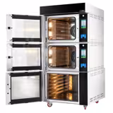 Électrique Four à convection avec injection d’eau - Écran tactile - 2 chambres de cuisson - 10 niveaux 600x400mm - Acier inoxydable - Noir - avec armoire de fermentation - sans plaques