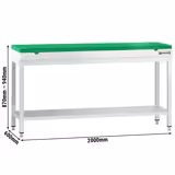 Table de travail inox PREMIUM - 2000 x 600 mm - avec tablette inférieure - incl. Planche à découper Verte