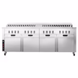 Houtskoolgrill - 2000mm - met rooster & onderkast - Rvs - voor Adana- en shish-kebab - 30 automatische rotatiespiesen