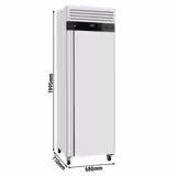 Upright Freezer Stainless steel ECO - 600L - with 1 door & Stainless steel rails & support grids - On castors