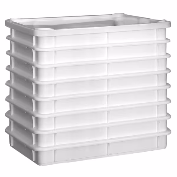 Set de bacs à pâte 9 pièces - 8 bacs & 1 couvercle - EN 600 × 400 - Hauteur : 75 mm - polypropylène - Blanc