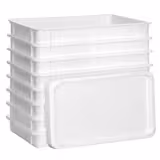 (9 pz) Cassetta Porta Impasto - Set - 8 Contenitori + 1 Coperchio - EN 600x400 - Altezza: 75mm - Polipropilene - Bianco