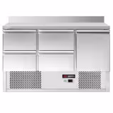 Koelwerkbank ECO - 1368x700mm - 368 liter - met 1 deur - met 4 lades - opstand