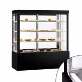 Vitrine de comptoir réfrigérée - 1850L - 1800mm - Double vitrage - avec 3 étagères - portes coulissantes vitrées arrière - Noir