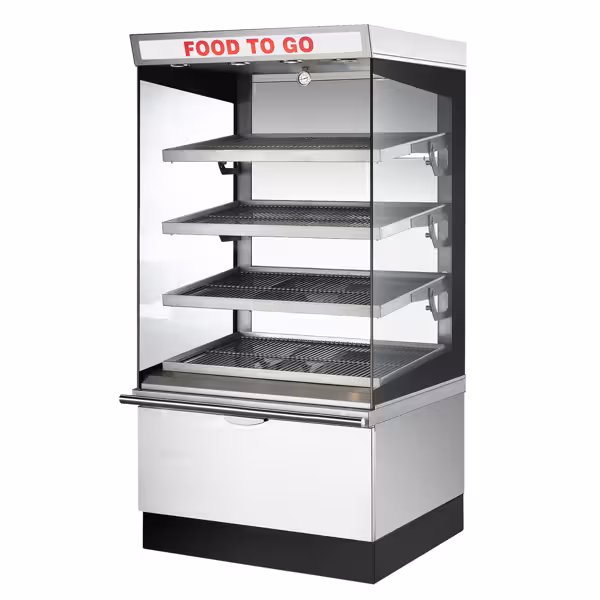 UBERT | Commercial Heated Display Case - 4 Heated Shelves – White – 1055×800×1750 mm – 9 kW