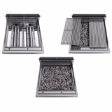 Griglia a pietra lavica a gas - 7kW - Griglia in ghisa - Su mobile - Profondità 700 - Acciaio inox - Frontale nero - incl. base armadiata con 2 porte
