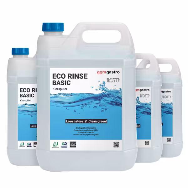 (4 قطع) 4x 10 l ملمع شطف لغسالات الأطباق - لـ تجفيف خالٍ من البقع & الخطوط للأطباق والكؤوس والأدوات - 10 l - صديق للبيئة & خالٍ من الكلور - مركّز عالي