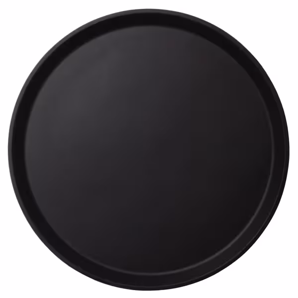 (6 pieces) CAMBRO | CAMTREAD® Non‑Slip Serving Tray – Black Fibreglass – Round Ø 450 mm