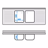 Stainless Steel Commercial Sink Unit ECO - 1800x700mm - with Double Bowl Centre - with Undershelf - with Upstand