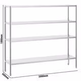Edelstahlregal PREMIUM - 2000x490mm - mit 4 Ablagen (VERSTELLBAR)