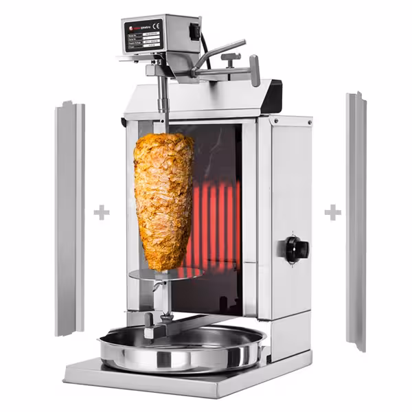 Električni gyros-/ doner roštilj - 1 plamenik - Maks. 5 kg - Uklj. 2 krilna vrata