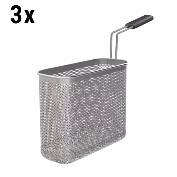 (3 pcs) 3x 1/3 Panier à nouilles - 250x105x200mm - Inox AISI 304 - pour cuiseur à pâtes ENB663P & ENB669P - Série 600 Serie - avec coins arrondis