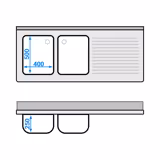Commercial Sink Cabinet ECO - 1600x700mm - with 2 bowls left-hand