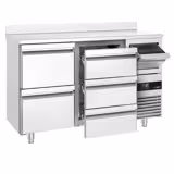 Baari- ja juomien jäähdytyspöytä PREMIUM  - 1580x600mm - 5 laatikkoa, jalusta ja koputin kahville