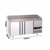 Commercial Pizza Prep Counter - Granite Top PREMIUM - 1600x800mm - with 2 doors & 3 drawers