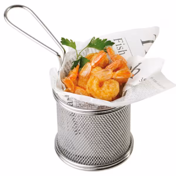 (6 шт.) Кошик для подачі фрі - SNACKHOLDER - нержавіюча сталь - квадратний - з ручкою - 90x90x85 мм