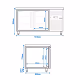 Bakkerij koelwerkbank PREMIUM - 1510x800mm - 294 liter - met 2 deuren