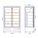 Expositor mural refrigerado - 1260mm - 991L - com 2 portas em vidro duplo & 5 prateleiras - Preto