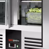 Commercial Saladette Counter PREMIUM - 1368mm - 288L - 3 glass doors - with glass canopy for 4 x GN 1/1
