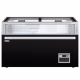 Supermarkt-Wandvrieskast - 1454mm - 232 liter - van -22 tot -18 °C - met 2 glazen draaideuren & 4 schappen - incl. diepvrieseiland - zwart
