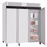 Commercial Upright Freezer ECO – Stainless Steel – 2100 L – 3 Stainless Steel Doors – Plastic Interior Door Lining