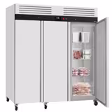 Vrieskast RVS ECO - 1800mm - 2100liter - tot -22°C - met 3 deuren - geforceerde koeling, slot & roosters