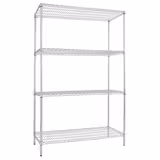 Lagerhylla i stål – kromad – 1200x450 mm – Djup: 450 mm – 4 hyllplan (justerbara) – kromad – Lastkapacitet: 180 kg