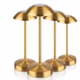 (4 pcs) LED Table Lamp - ALVA MICRO - Rechargeable - Cordless - 3-step dimmable - Ø80mm - Gold - with Charging Dock