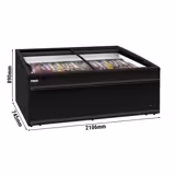 Congelator tip insulă - 2106x858 mm - 483 litri - capace glisante din sticlă - negru