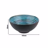 (6 pz) Ciotola - CANCUN - in Melamina - 1L - tonda - Ø185mm - impilabile - Blu/Marrone