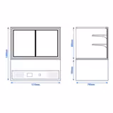 Koel- & Gebaksvitrine - 570 liter - 1210mm - dubbel glas - met 2 schappen - zwart