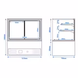 Kühl- & Kuchenvitrine - 1210mm - Doppelverglasung - mit 2 Ablagen
