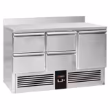 Koelwerkbank PREMIUM - 1368x700mm - 368 liter - met 1 deur - met 4 lades - opstand