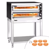 Electric Deck Pizza Oven - Twin Deck - Refractory Stone Deck - 6+6 - Ø 35cm (13.8") - 230V 3 Phase - Mechanical Controls - up to 450°C - incl. Base frame