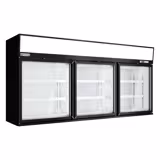 Expositor mural de congelação para supermercado - 2104mm - 992L - com 3 portas de correr em vidro & 6 prateleiras - traseira fechada - incl. ilha de congelação - Preto