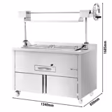 Commercial Charcoal Grill - Lift-Grill (hand crank) - Warmplate 1080×220 mm - 1340×800×1685 mm