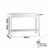 Commercial Stainless Steel Centre Table PREMIUM - 1000x800mm - with Undershelf