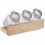 Açık Büfe Teşhir Standı - GOOD MORNING - 4 parçalı set - Ahşap - Bej - 170x430x135mm - dahil 3 Bardak