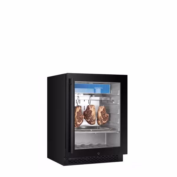 Professionele vleesrijpingskast - 595x570mm - met 1 glazen deur - Zwart - 98 liter