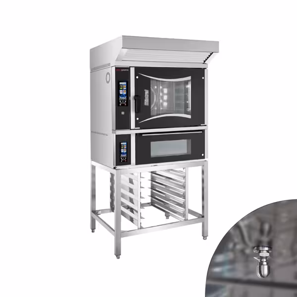 Forno eléctrico de ar quente - de Toque - 6x EN 60 x 40 cm - incl. forno para pizza / exaustor e estrutura de base